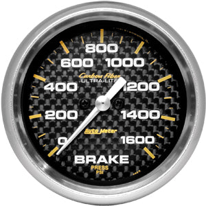 Autometer Carbon Fiber Full Sweep Electric Brake Pressure gauge 2 5/8