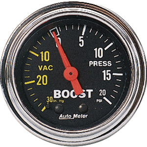 Autometer Traditional Chrome Mechanical Boost / Vacuum gauge 2 1/16