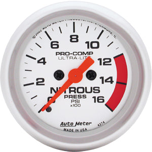 Autometer Ultra Lite Full Sweep Electric Nitrous Pressure gauge 2 1/16